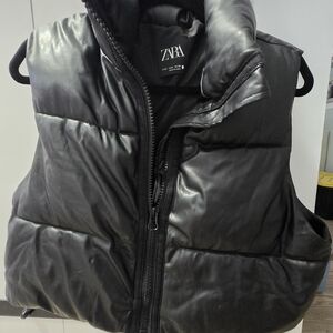 Zara Shiny Black Quilted Vest